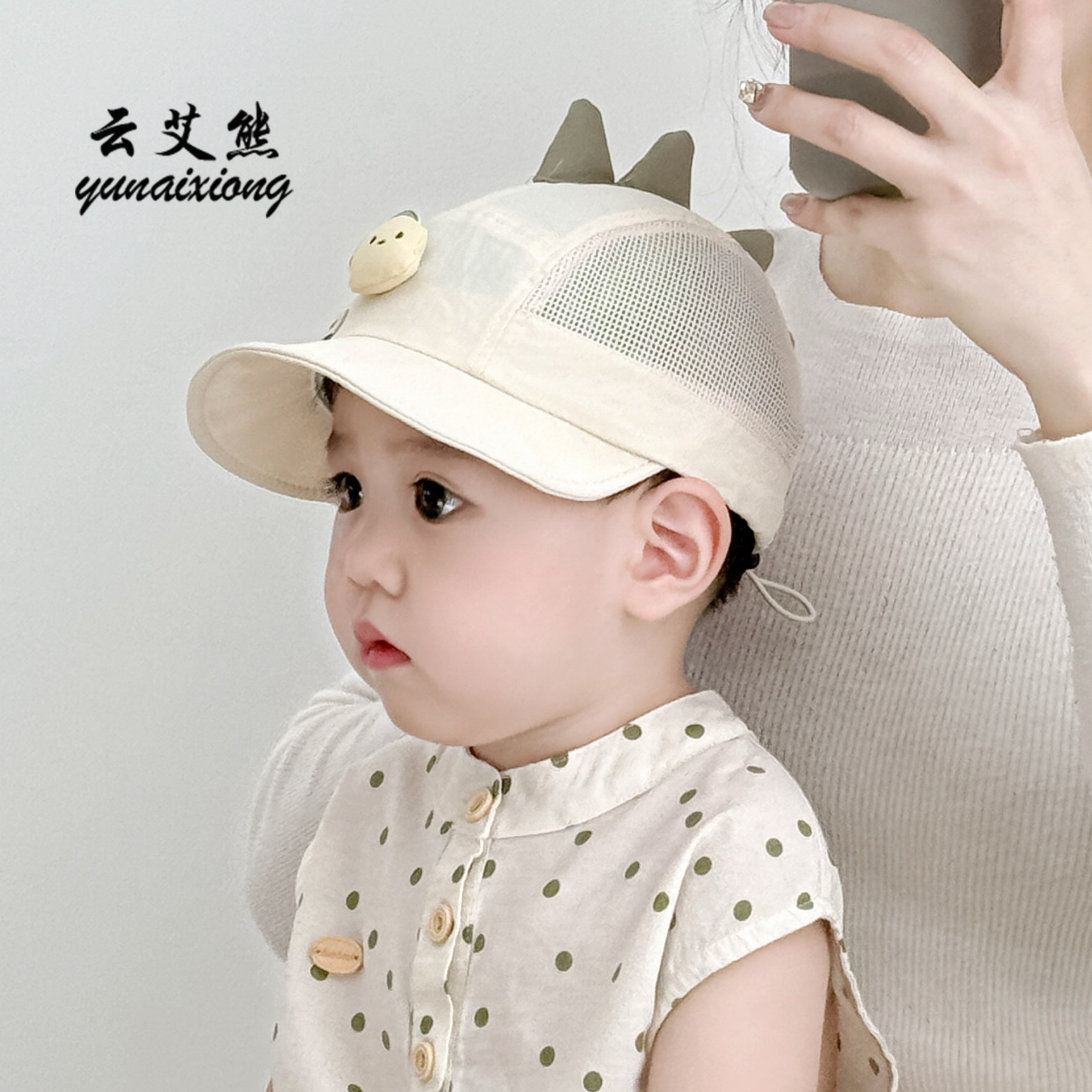 宝宝帽子春秋恐龙网眼小月龄鸭舌帽软檐男女婴幼儿遮阳防晒棒球帽