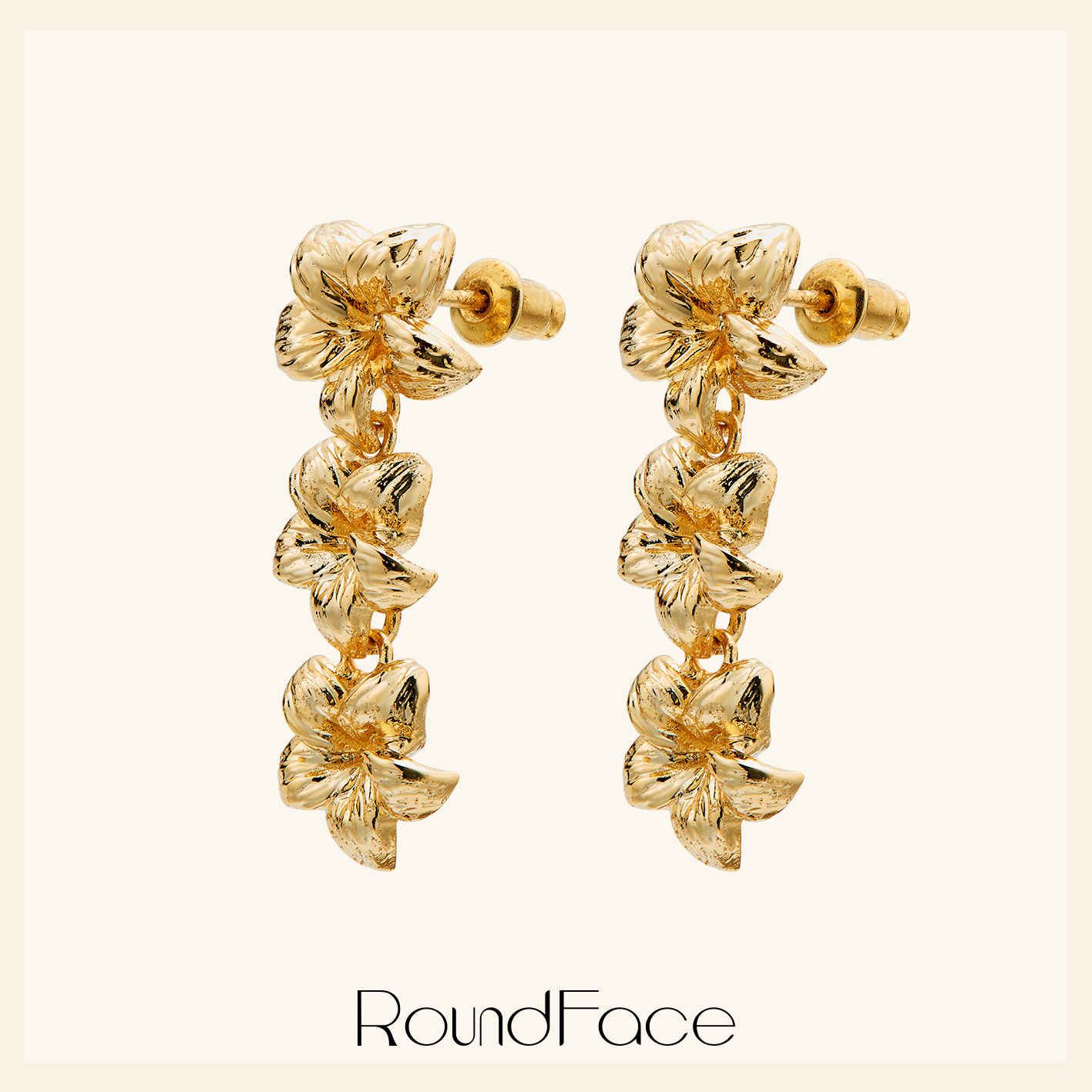 特卖款RoundFace 夏日系列 复古金色花朵吊坠耳饰百搭高级感送礼