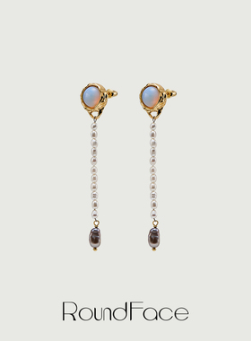 折扣款RoundFace23SS 潜意识月光石珍珠高级感原创轻奢耳坠耳饰