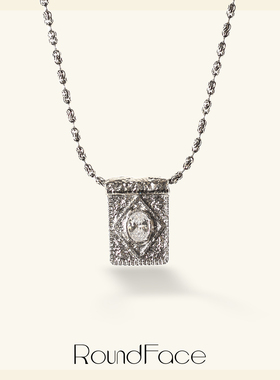 RoundFace卷轴系列银体镶项链复古款