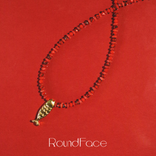 RoundFace 新年礼物红色原创鱼跃财门项链女高级感小众本命年配饰