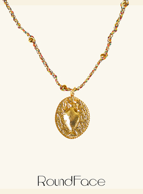 RoundFace圣杯系列⾦⾊⽴体吊坠项链⼿⼯礼物