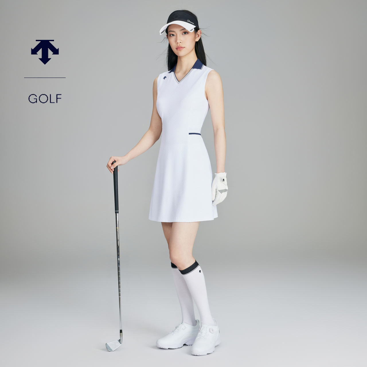 DESCENTEGOLF迪桑特高尔夫女新品无袖收腰连衣裙 含安全裤