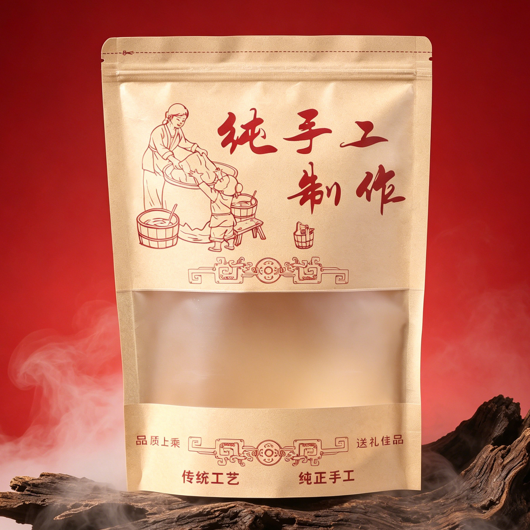 纯手工制作包装袋通用牛皮纸自封袋猪肉脯牛肉干特产零食密封袋子