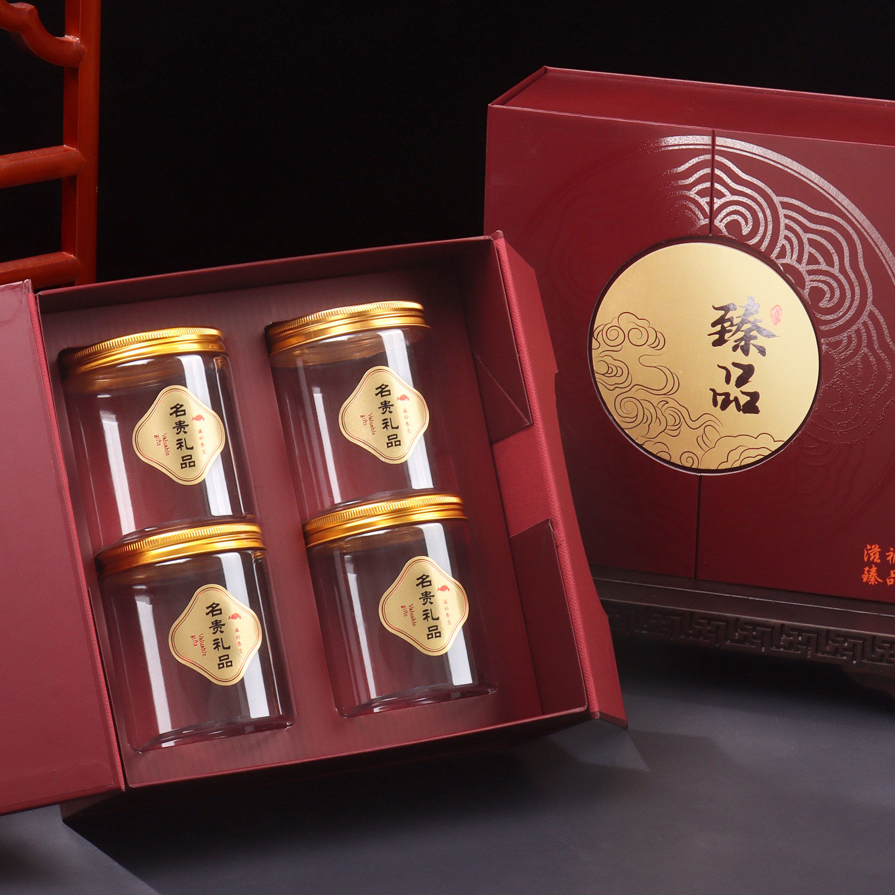 双开门古典滋补品四瓶包装礼盒