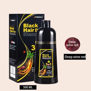 500ML Black Hair Dye Shampoo 3 in 1 Instantly Darken Hairs I