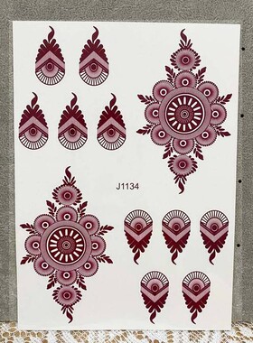 Henna Tattoo Brown Mehndi Stickers for Hand Henna Temporary