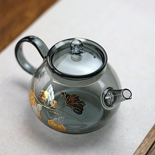 高档烟熏色花茶壶小号星空玻璃壶