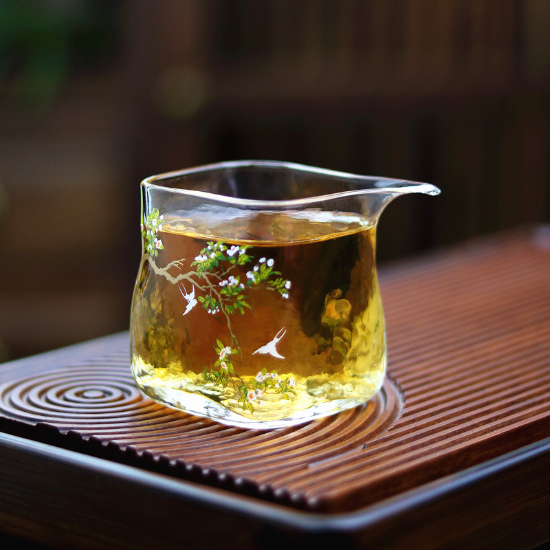 贴花方形公道杯子加厚方形分茶器