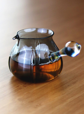 新型侧把公道杯 耐高温黑色高硼硅玻璃茶海 单个260ml 喝茶分茶器