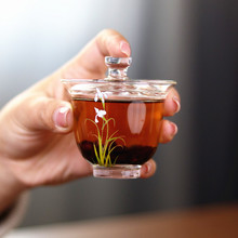 迷你小容量80ml一人饮小盖碗 高颜值仙女风手抓壶 耐热玻璃泡茶碗