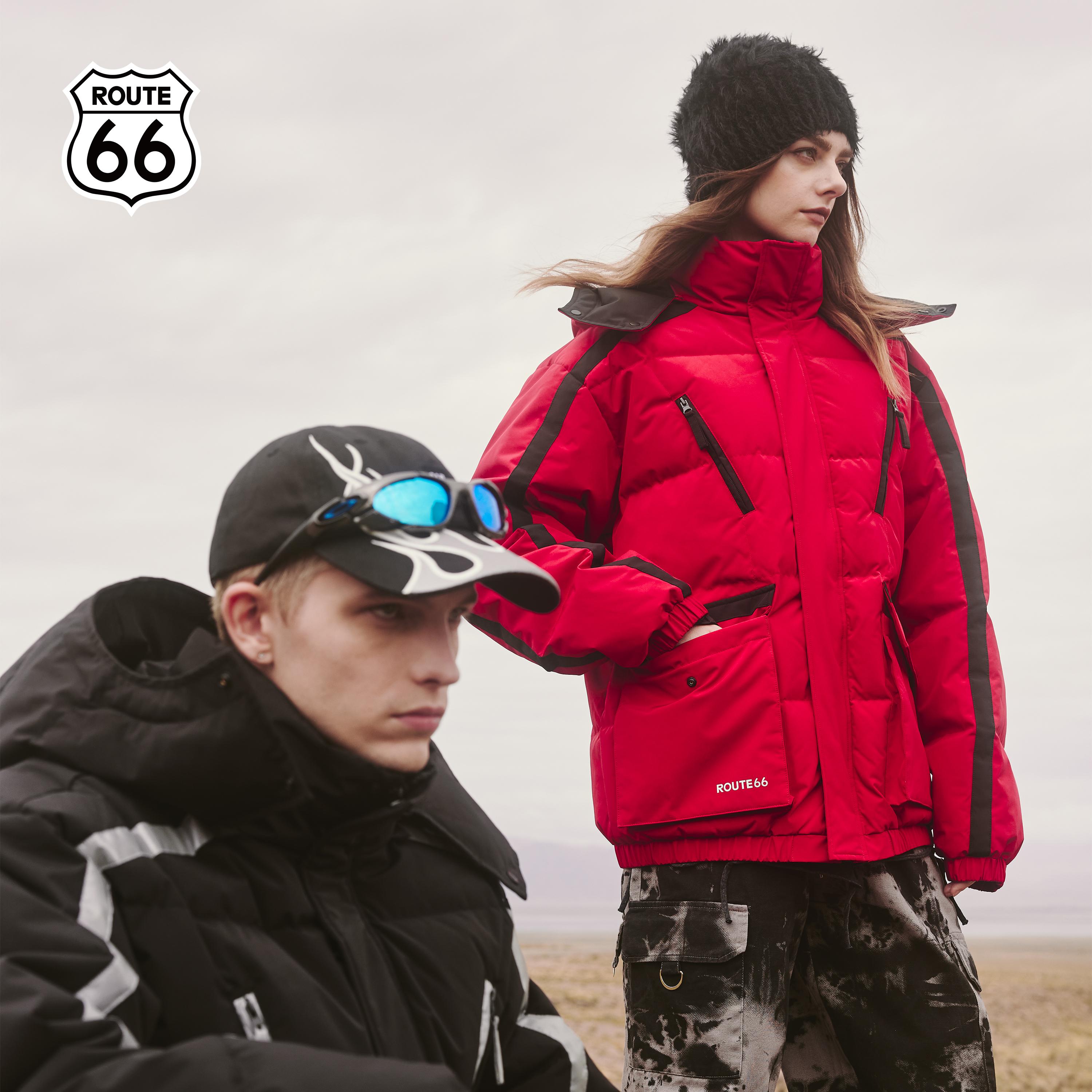 route66美式潮牌情侣款羽绒服