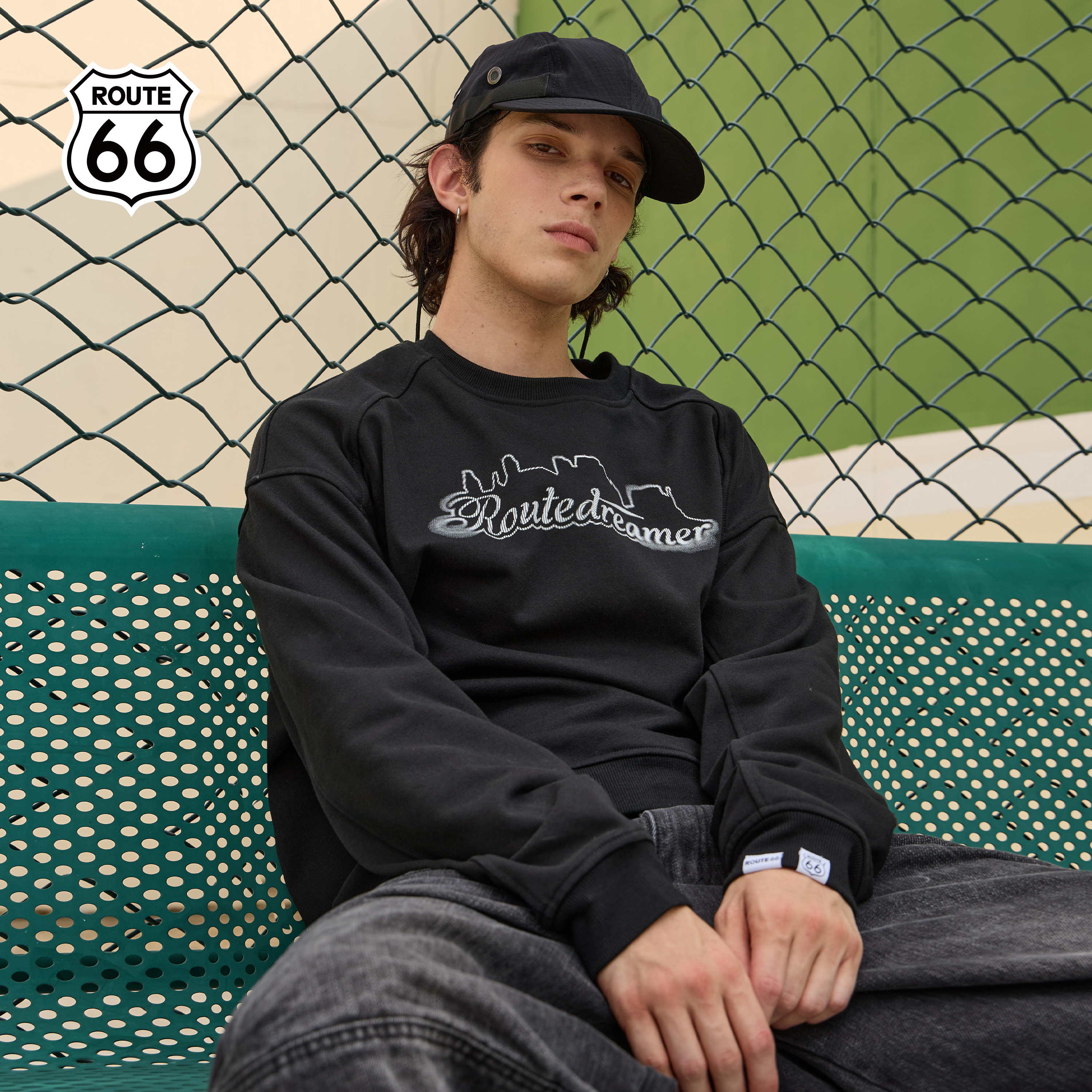 ROUTE66秋季情侣卫衣男美式潮牌圆领男女宽松潮流情侣装