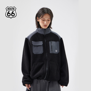 ROUTE66/66号公路羊羔绒棉服外套男冬季户外加厚抓绒衣保暖棉衣女