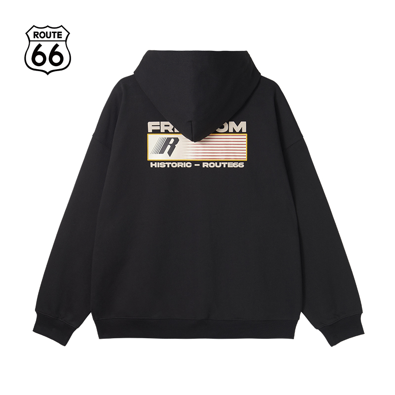ROUTE66印花开衫连帽卫衣