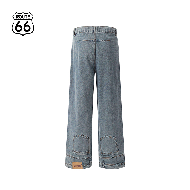 ROUTE66做旧水洗牛仔裤