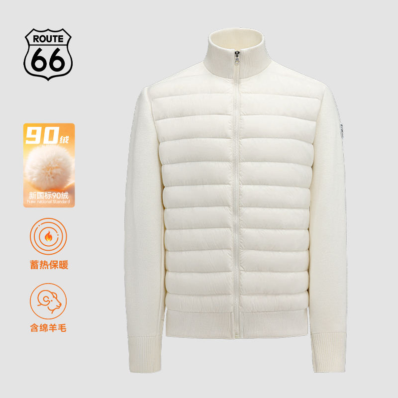 66号公路羊毛针织拼接排骨羽绒服