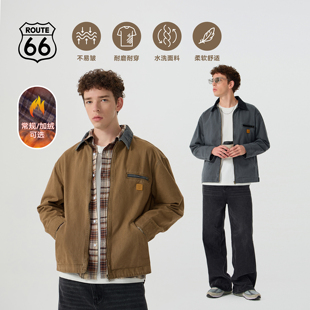 工装 底特律夹克男巴恩风加绒棉服美式 外套男 route66秋季 66号公路