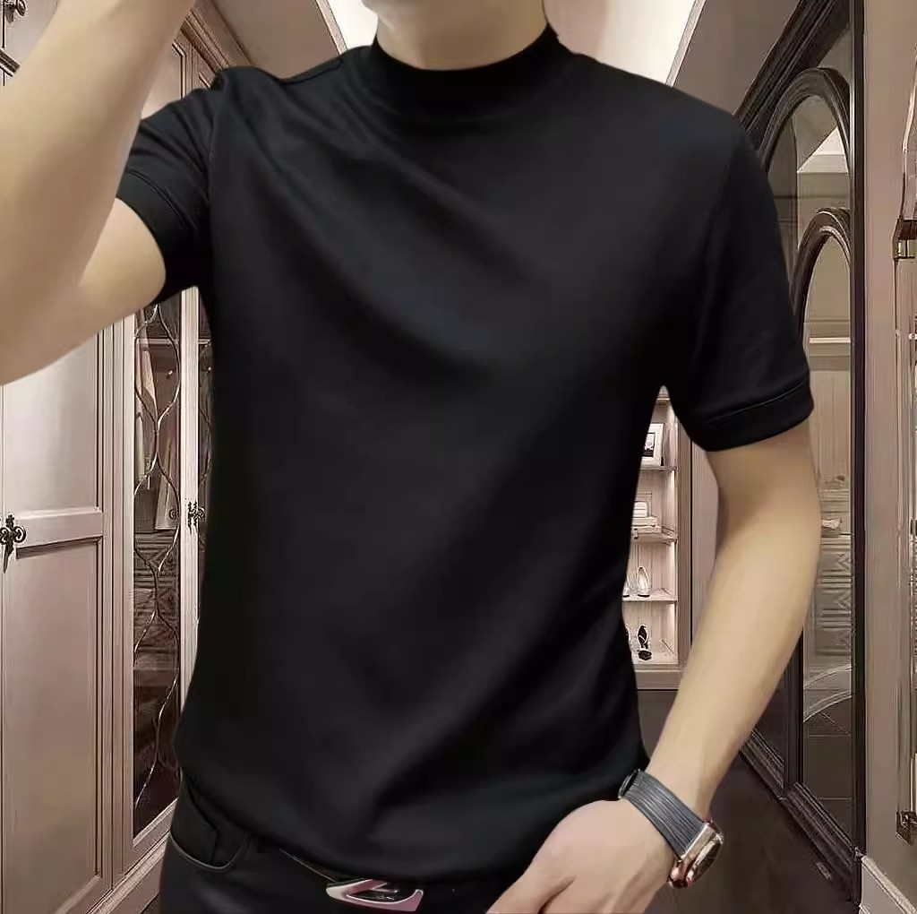 冬季简约纯色保暖德绒短袖打底衫