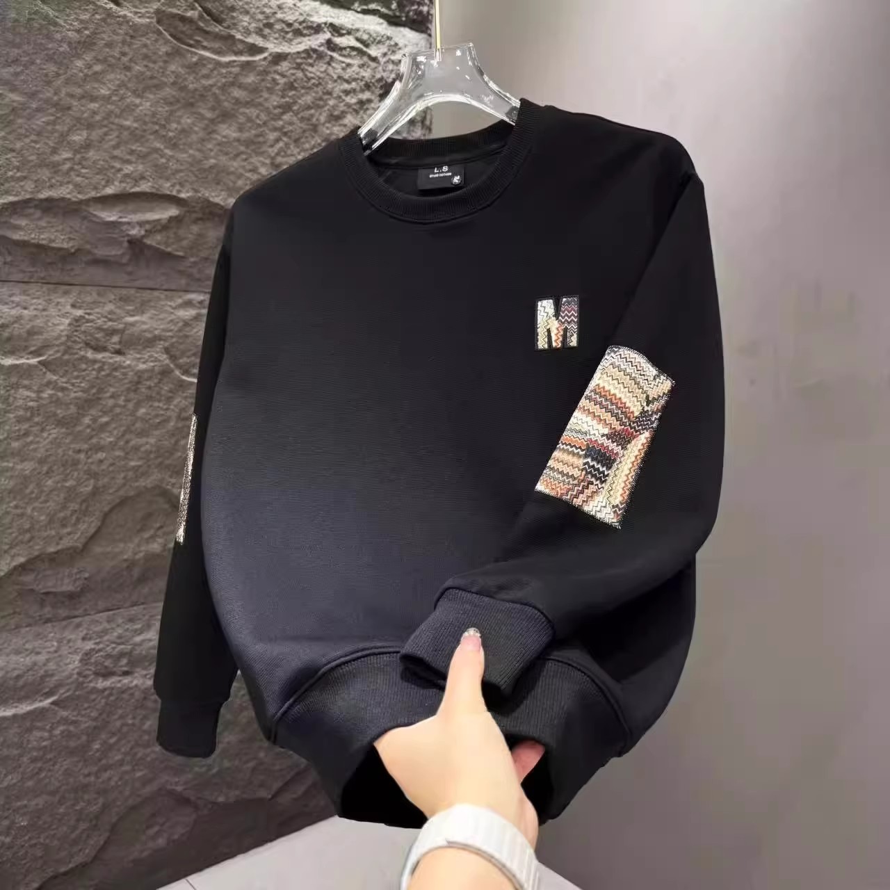 秋冬季新款男士字母印花圆领卫衣