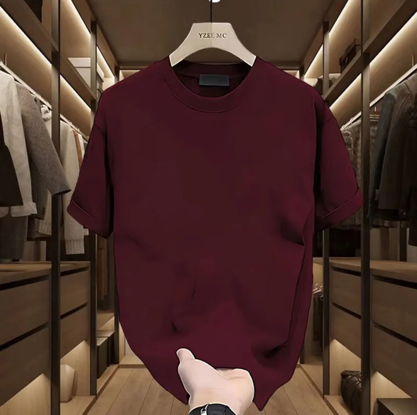 重磅纯棉纯色简约百搭短袖t恤男