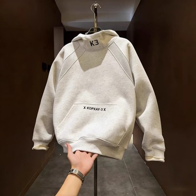 秋冬季新款男士字母刺绣连帽卫衣