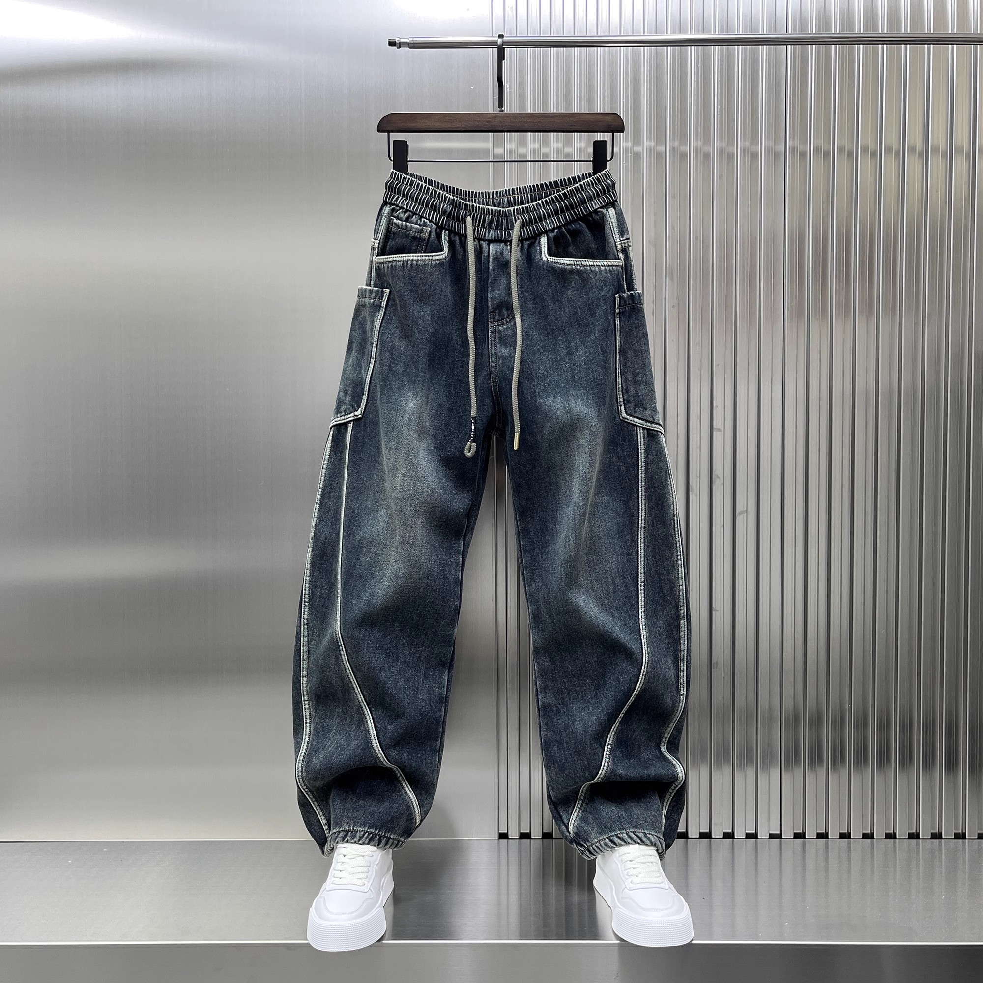 春秋新款男士美式直筒休闲牛仔裤