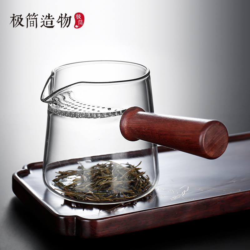 实木侧把玻璃泡茶壶耐高温冲茶器