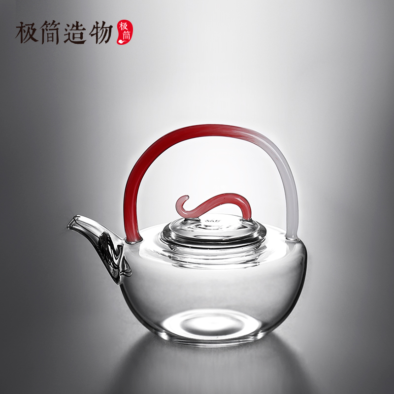 日式流云提梁把耐热玻璃泡茶壶
