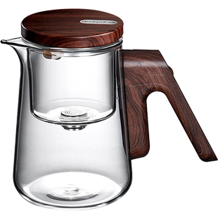 无杆飘逸杯玻璃泡茶壶磁吸内胆拨轮一键过滤茶水分离懒人煮泡茶器