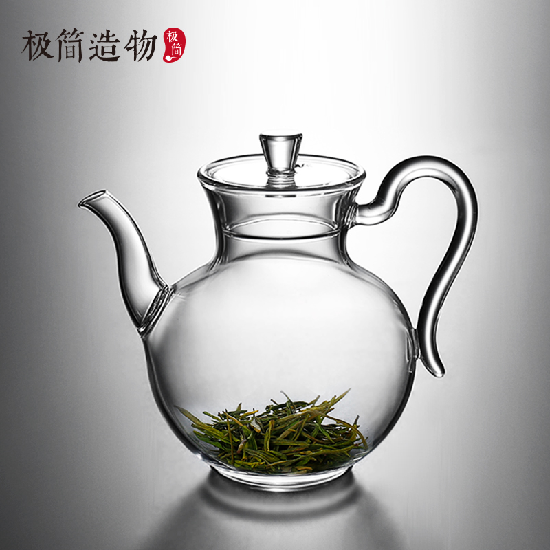 仿古宋玻璃手执壶绿茶专用泡茶壶耐热家用过滤一人用单壶功夫茶具