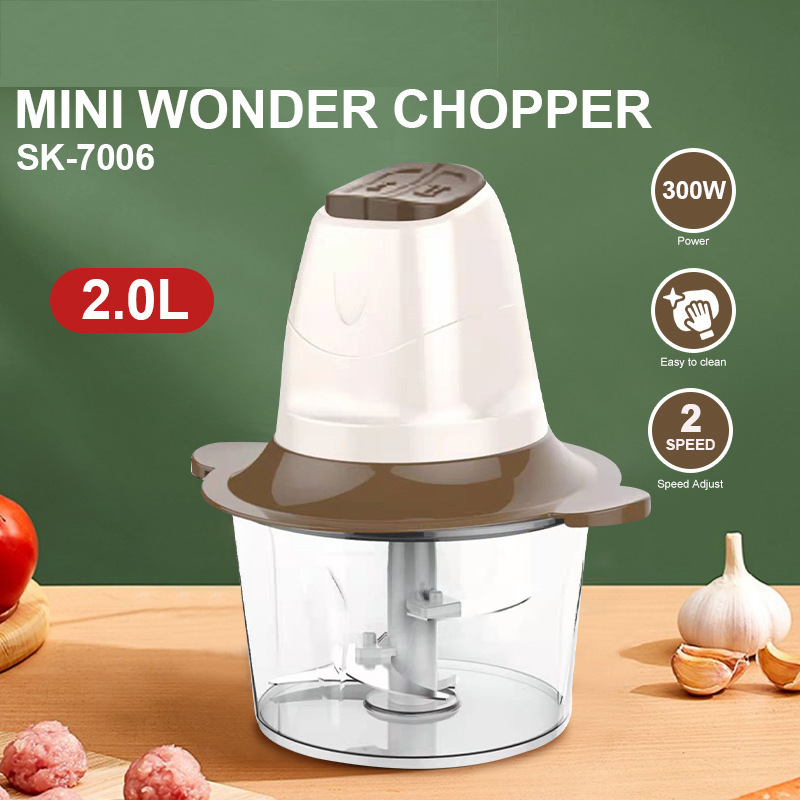 110v跨境绞肉机家用电动2l小型多功能料理机搅拌机欧规现货