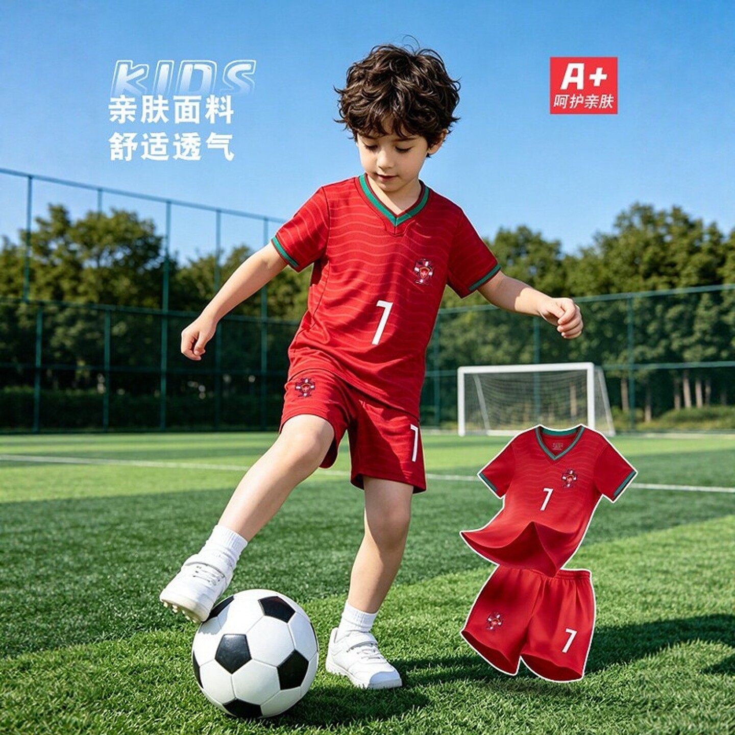 法国BERYDIA儿童款葡萄牙C罗球衣