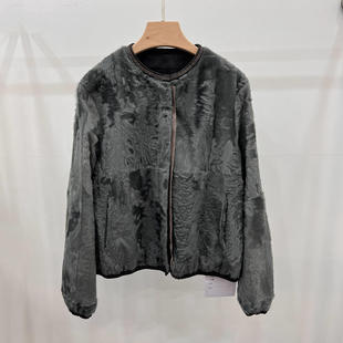 小湖羊外套女短款 高端羊羔毛真皮大衣女皮草皮毛一体口袋 2024冬季