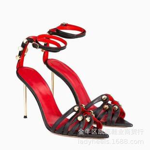 走秀高跟鞋 尖头金属搭扣超高跟外贸女鞋 sandals 凉鞋 跨境时装