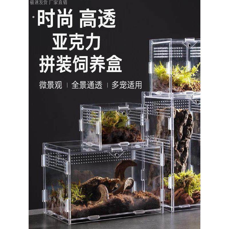 爬宠饲养箱亚克力爬虫生态沙漠造景守宫角蛙蜗牛蜥蜴宠物蛇饲养盒