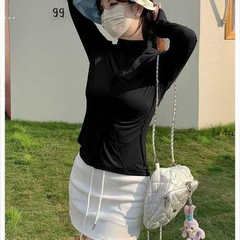 专业速干运动防晒外套女拉链长袖紧身跑步健身房上衣套装女瑜伽服