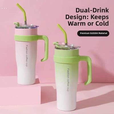 巨无霸女生保温杯，高颜值吸管冰杯，韩式大容量保温大水杯，流行