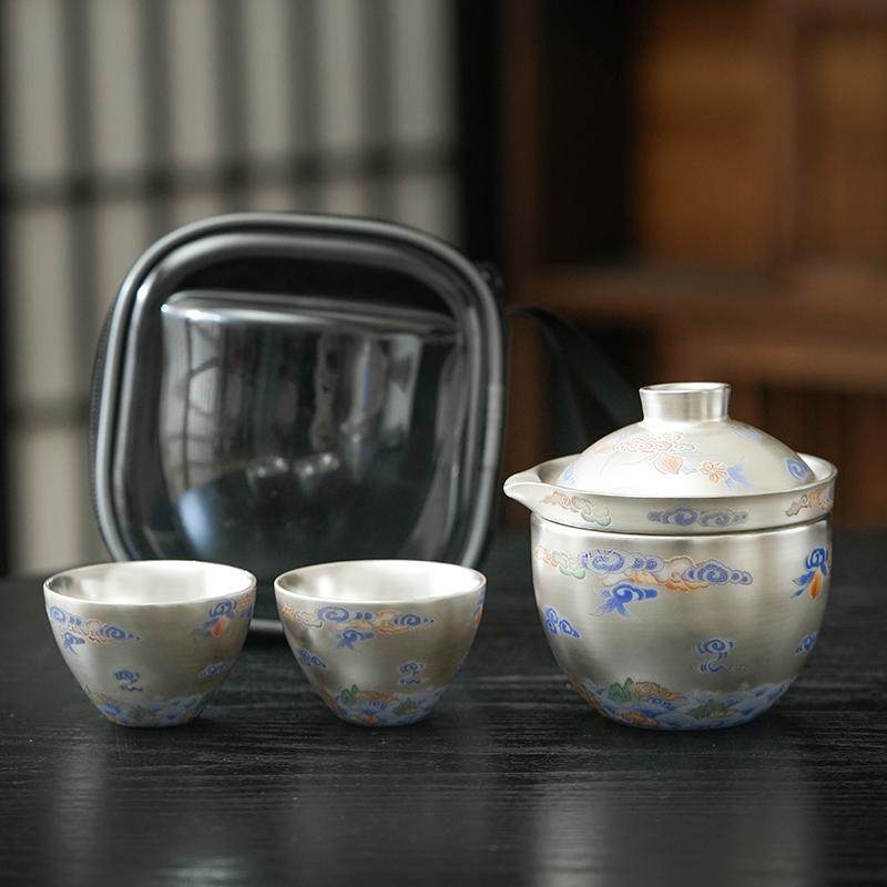 纯银茶具一鹿有你旅行茶具一壶三杯快客杯便携式户外车载陶瓷礼品,餐饮具,旅行茶具,淘宝优惠券,粉丝福利购,淘宝优惠卷