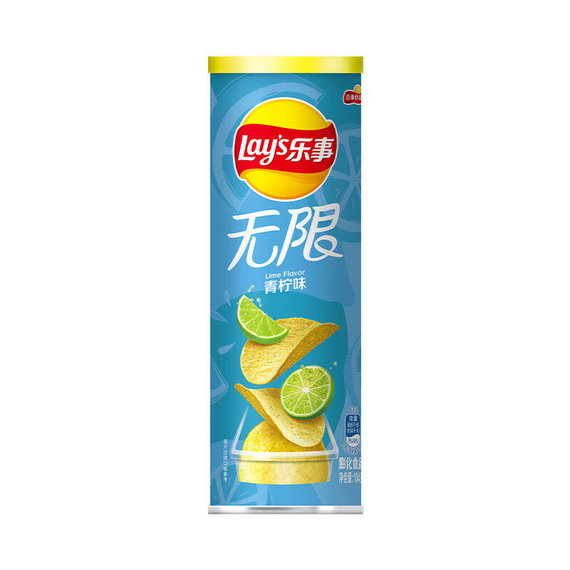 乐事 无限薯片 青柠味 104g*4罐 6罐可选 休闲食品膨化追剧零食