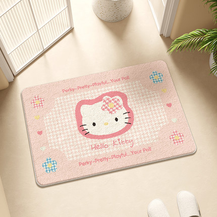 卡通kitty浴室地垫卫生间卧室门口吸水防滑仿羊绒厚地毯家用脚垫