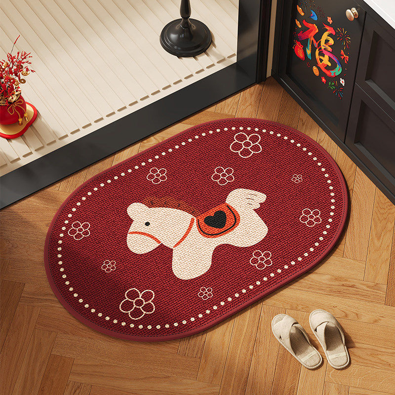 小马浴室地垫卫生间厕所门口防滑垫红色新年装饰脚垫亚麻编织地毯,居家布艺,家用脚垫,淘宝优惠券,粉丝福利购,淘宝优惠卷