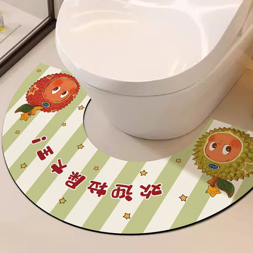 卡通马桶U型浴室地垫卫生间厕所洗手间防滑家用脚垫耐脏吸水垫子