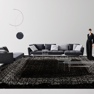 威尔顿地毯客厅轻奢包豪斯风客厅沙发茶几毯易打理卧室床边毯