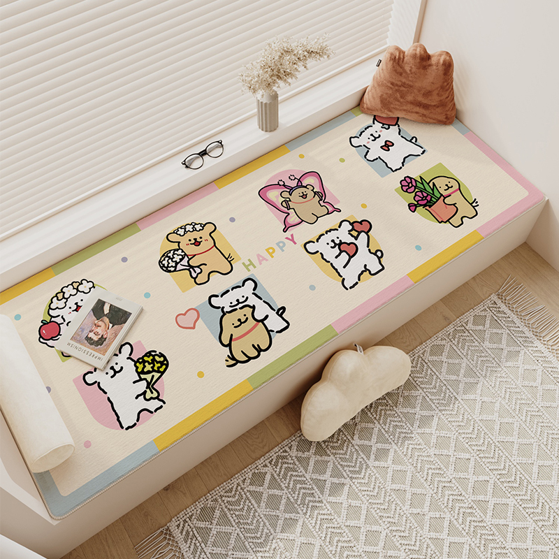 线条小狗飘窗垫毯毛绒窗台垫儿童房四季通用卧室榻榻米床边毯坐垫
