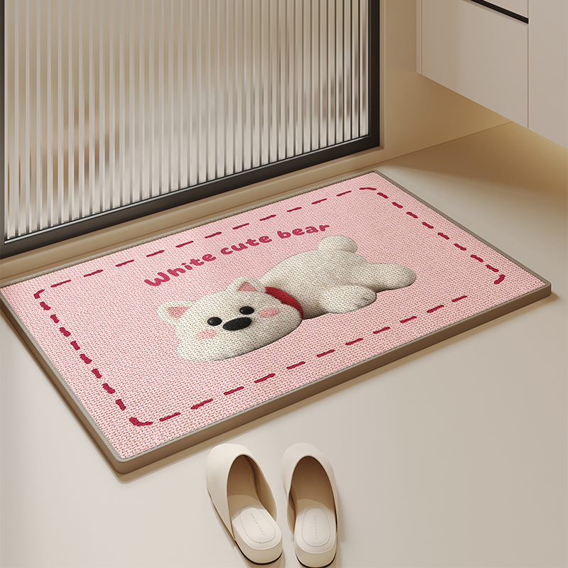亚麻编织浴室地垫卫生间进门超吸水防滑硅藻泥脚垫淋浴房门口地毯