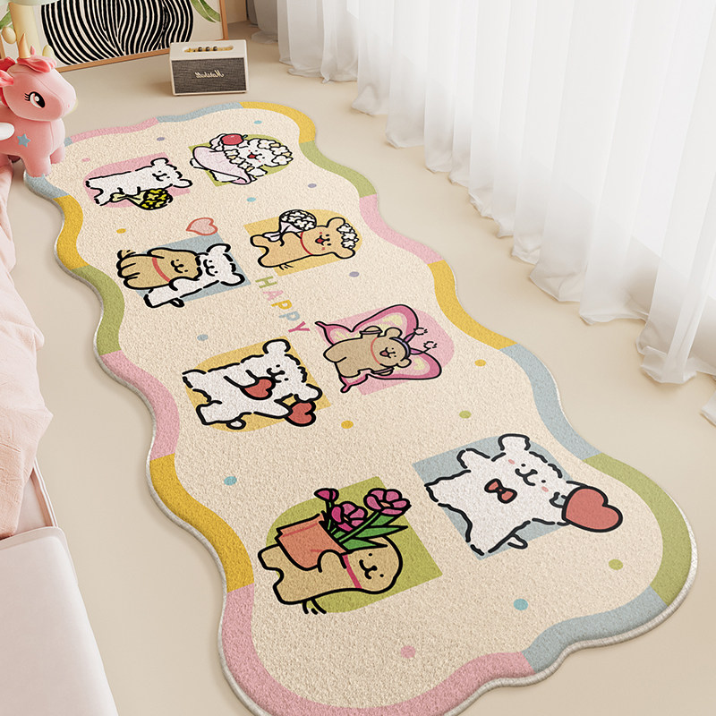 女孩房间地毯线条小狗地垫儿童房地垫卧室床边地毯仿羊绒毛绒脚垫,居家布艺,地毯,淘宝优惠券,粉丝福利购,淘宝优惠卷
