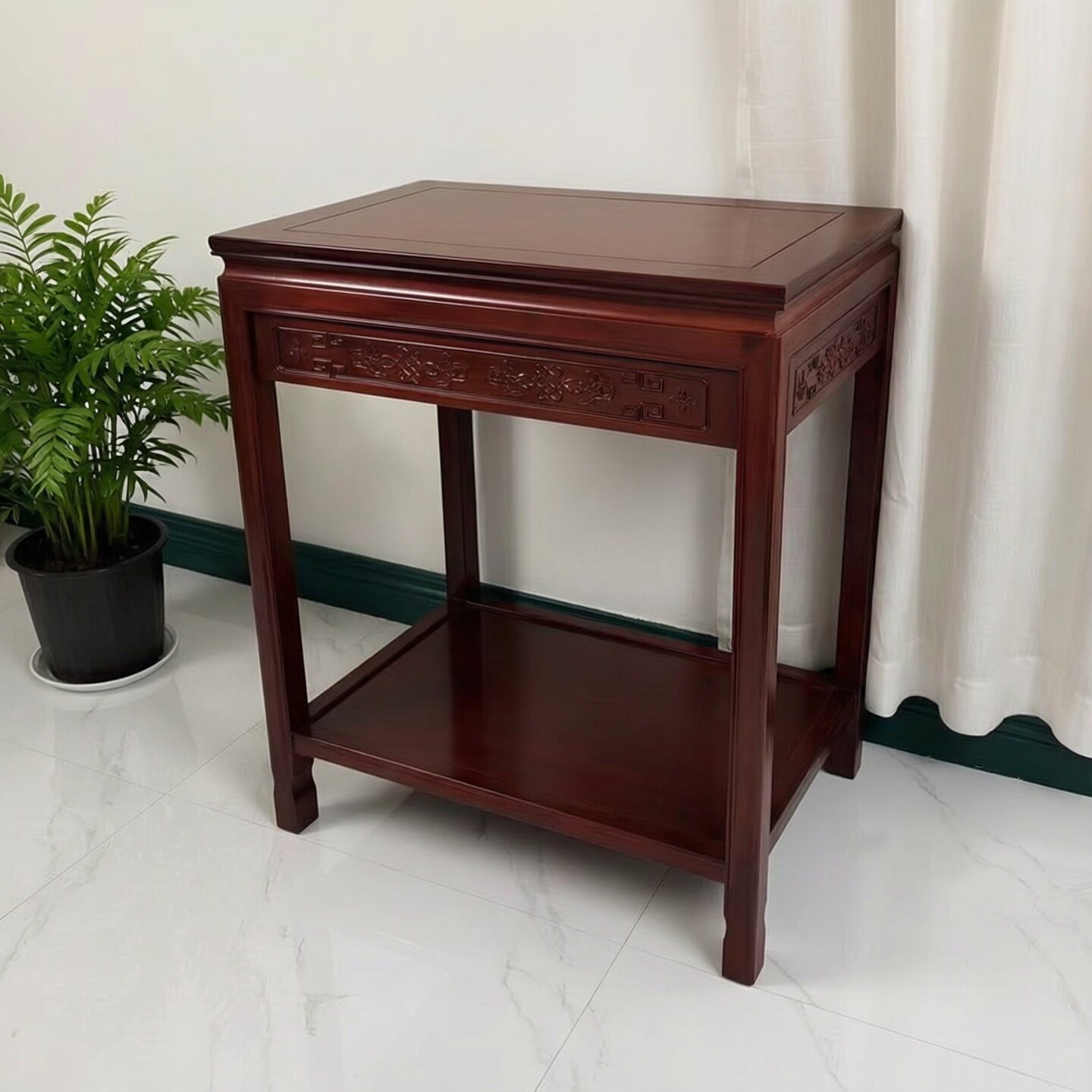 抽屉款实木花架鱼缸架茶几边几盆景架摆件桌工艺品奇石茶桌新中式