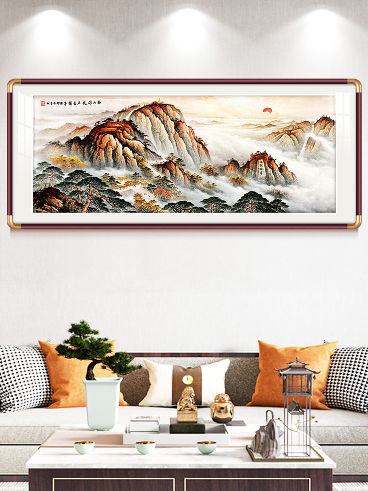 手绘泰山日出山水画五岳单国画办公室带来财富和宝藏背靠客厅装饰