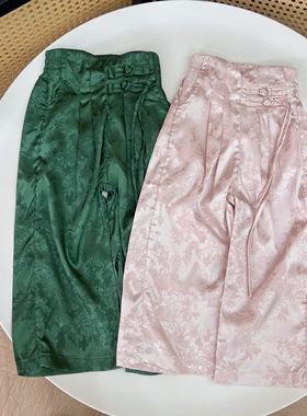 【66054】【金粉墨玉】女新中式风高腰中式长裤